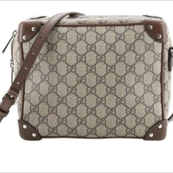 Gucci Trunk Shoulder Bag GG Coated Canvas with Studded Leather Brown - Picture 5 of 13